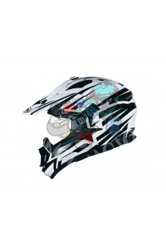 Obrázok pre SHIRO PRILBA MX-734 BRAVO WHITE/BLACK